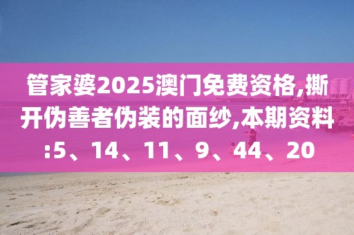 管家婆2025澳门免费资格,撕开伪善者伪装的面纱,本期资料:5、14、11、9、44、20