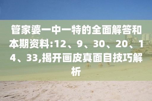 管家婆一中一特的全面解答和本期资料:12、9、30、20、14、33,揭开画皮真面目技巧解析
