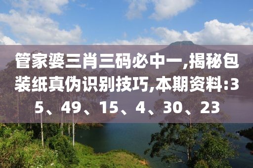 管家婆三肖三码必中一,揭秘包装纸真伪识别技巧,本期资料:35、49、15、4、30、23