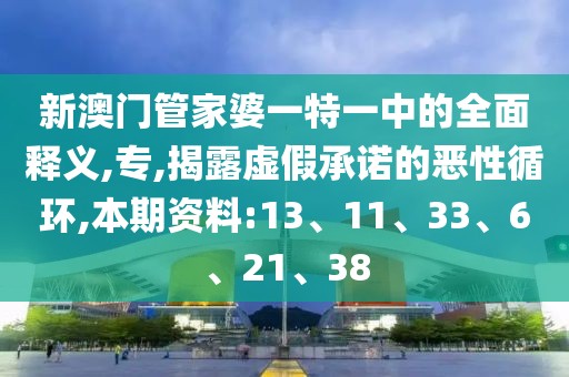 新澳门管家婆一特一中的全面释义,专,揭露虚假承诺的恶性循环,本期资料:13、11、33、6、21、38